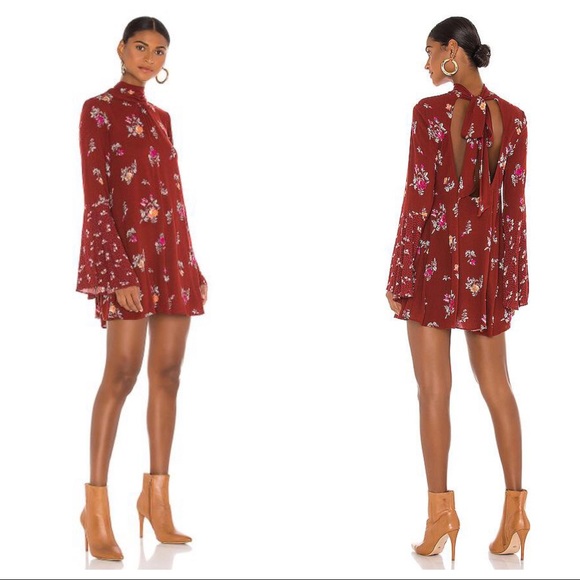 FREE PEOPLE BOHO FLOWY MINI TUNIC DRESS BOHEMIAN PRINT A2C - Picture 9 of 16